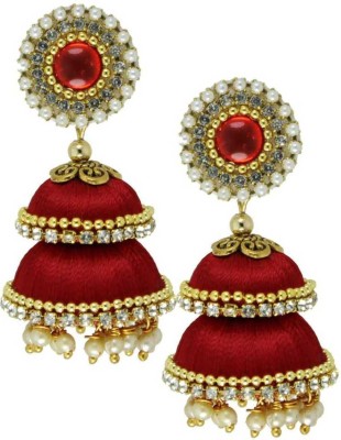 Sanj Two Step Jhumki Beads Fabric Jhumki Earring