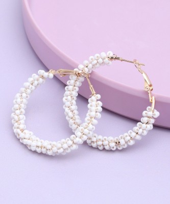 SOHI Gold Plated Party Beaded Hoop Earring For Women Alloy Hoop Earring