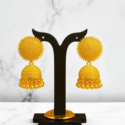 Sanraj Sanraj Golden Flower Jhumka Earrings Set Brass, Copper Jhumki Earring