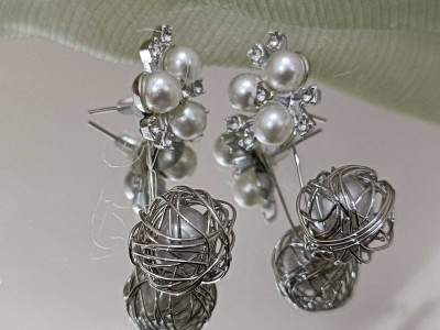 pamposh Pearl & Crystal Dual-Style Earrings – Elegant Stud & Drop Design Pearl Alloy Stud Earring, Drops & Danglers
