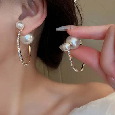 estailo fashion Estailo Fashion Goddess Glam Pearl Hoop Earrings Beads Alloy Drops & Danglers