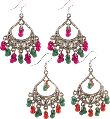 Jamleen Gallery Ethnic Beaded Earrings Combo for Women – Pack of 2 Alloy Jhumki Earring