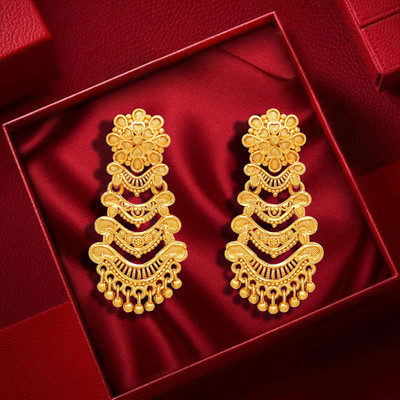 LUV FASHION Beautiful 3 Layerd Earrings Brass Chandbali Earring