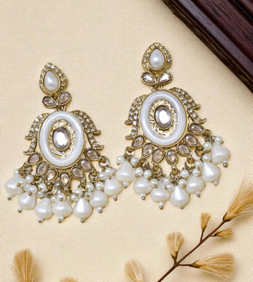 Meira Jewellery Kundan and Stone Studded Designer Heavy Earring Brass Drops & Danglers