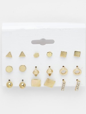 Scintillare by Sukkhi Decent Stylish Gold Plated Crystals Stones Geometric Studs Combo Earring Alloy Stud Earring