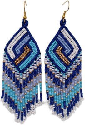 FFHANDICRAFT Blue beads D9 Alloy Tassel Earring