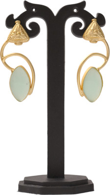 JHUMKARANI 18k Gold Plated Designer Studs with Monalisa Stone Brass Jhumki Earring