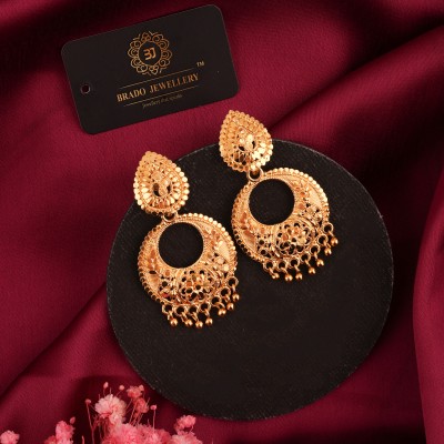 brado jewellery Pack of 1 Gold Plated Pair of Earrings for Women and Girls Brass Drops & Danglers