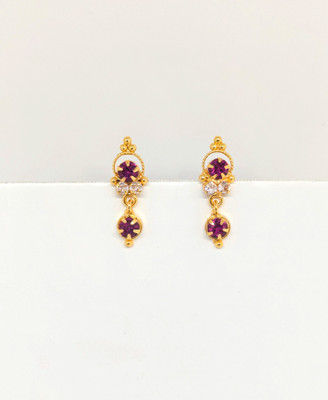 Rithvin Fashion Traditional Gold-plated Pink stones Drop earrings Cubic Zirconia Alloy Drops & Danglers