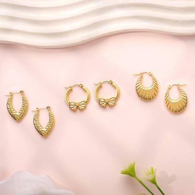 estailo fashion Antitarnish Heart Shape Hoop Hooks Pack of 3 Earrings for Women Cubic Zirconia Alloy Earring Set