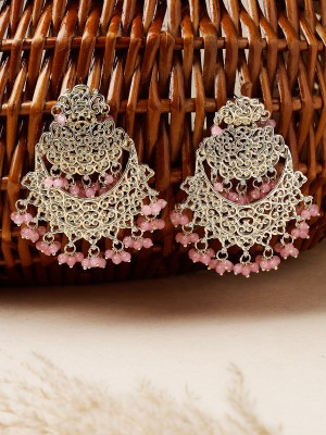 Studio Sukkhi Impressive Classy Gold Plated With Faux Beaded Pink Chandbali Earrings Alloy Chandbali Earring