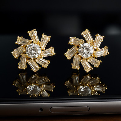 YATIKA CREATION round teppr Zircon Stainless Steel Stud Earring