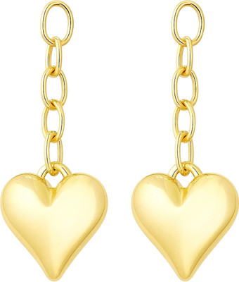 FOGGMART Heart Long Drop Earrings Gold Rust-Free, Chain Earrings, Push Back Closure Stainless Steel Drops & Danglers, Jhumki Earring, Earring Set