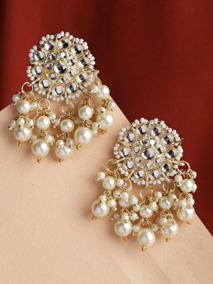 Shining Diva Latest Stylish Traditional Kundan Pearl Earrings Pearl Metal Drops & Danglers