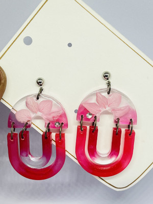 ArtHQ Handcrafted Dual-Tone Botanical Disc Earrings Resin Drops & Danglers