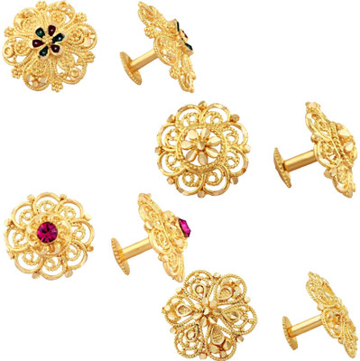 VIGHNAHARTA Golden Alloy Stud Earrings Combo Set(4 Pair Earrings ) Cubic Zirconia Alloy Stud Earring