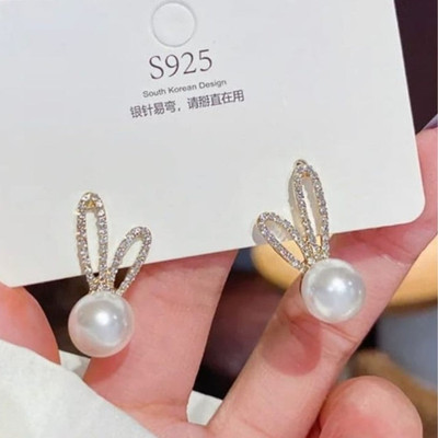 MAHADEV CREATION Pearl Bling Earrings Crystal Alloy Stud Earring