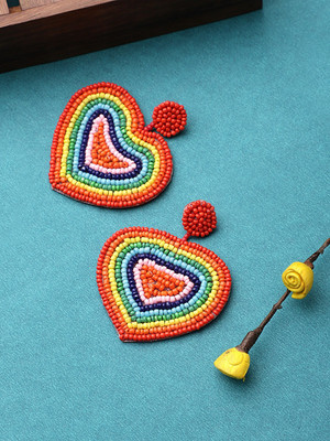 shivay Geometric Design Multicolor Beads Earrings Set Fabric Earring Set