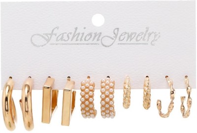 Min&Max Korean Fashion Style Gold Plated Stud Earrings For Women & Girls Alloy, Metal Hoop Earring, Stud Earring