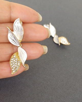Lady Raiment WINGS OF MAGIC - GOLDEN AND WHITE EARRING Crystal Alloy Stud Earring