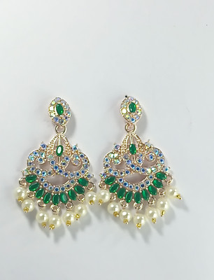 AZTAZ Elegant Pearl Drop Stone Studded Chandbali Alloy Chandbali Earring