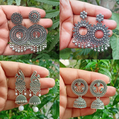 Jhumka Street Jhumki Earrings for girls and woman's combo Pack of 4 Alloy Jhumki Earring