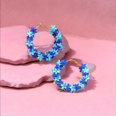 Jewelgenics Handmade Blue Beaded Hoop Earrings Beads Alloy Drops & Danglers