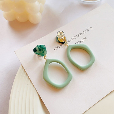 MYKI MYKI Abstract Shaped Green Dangle Earring For Women & Girls Alloy Clip-on Earring