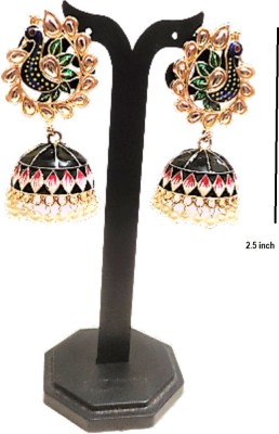 Indiaura Mode Peacock inspired black jhumki Brass Jhumki Earring