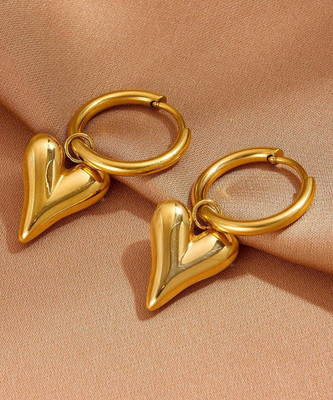Lady Raiment Anti-Tarnish Gold Plated Stainless Steel Heart Shape Drop Earring For Women Stainless Steel Drops & Danglers
