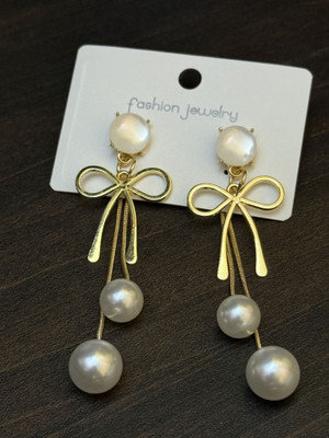 zarevia Stylish Korean Earrings for Women | Elegant Pearl Drop Earrings for Girls Alloy Drops & Danglers