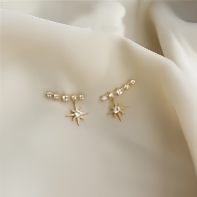 alysa Gold Plated with Cubic Zirconia Alloy Ear Cuff Earrings For Women & Girls Alloy Cuff Earring