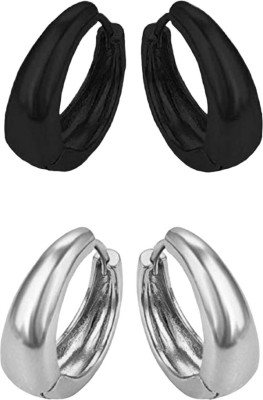 Shree Ju Trending Black Silver Hinged Kaju Bali Combo For Men Women Boys Girls (2 Sets) Stainless Steel Hoop Earring, Huggie Earring, Stud Earring, Earring Set