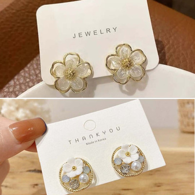LBTK Combo of 2 Latest Design Korean Stud earrings Cubic Zirconia Alloy Stud Earring