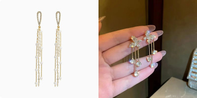 Celestria Korean Trendy Fashion Earrings for women Alloy Drops & Danglers, Rhinestone Studs, Drops & Danglers