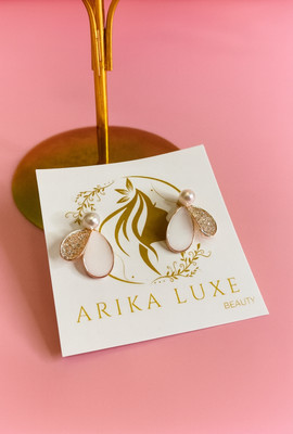 Arika Arika Luxe Anti-Tarnish Rose Gold Pearl Petal Earrings Crystal Stainless Steel Tunnel Earring, Stud Earring, Drops & Danglers, Ear Thread, Earring Set