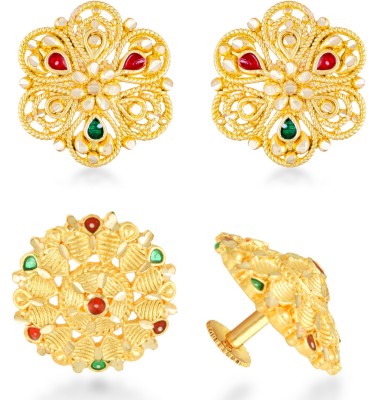 VIGHNAHARTA Gold Plated Stud Earring Combo set For Women and Girls Pack of- 2 Pair Earrings Alloy Stud Earring