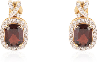 Sanaar Gold Sanaar Gold 925 Sterling Silver Garnet Oval Pendant Garnet Silver Stud Earring