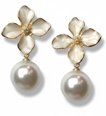 Shine Fashion SHINE_JEWEL_DROP_EARRING Pearl Brass Drops & Danglers