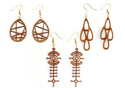 UNIVERSALBOX Wooden Jhumka Earrings Tops/Tups for Girls & Women Wood Earring Set Wood Jhumki Earring