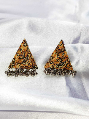 Tanu Women's Handmade Triangle printed earrings Fabric Stud Earring