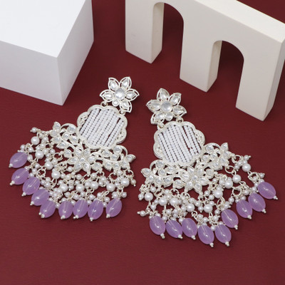 BELWICK Chandbali Kundan Pearl Beads Alloy Earring Set