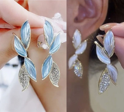 Saugaat Craft Western Wear Stylish Trending Combo Pack Of 2 Korean Earrings For Women Girls Cubic Zirconia, Crystal, Pearl Alloy Drops & Danglers, Rhinestone Studs, Stud Earring, Earring Set Saugaat Craft Western Wear Stylish Trending Combo Pack Of 2 Korean Earrings For Women Girls Cubic Zirconia, Crystal, Pearl Alloy Drops & Danglers, Rhinestone Studs, Stud Earring, Earring Set