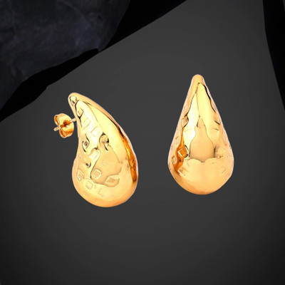 Estele Estele Gold Plated Fashionable Tear Drop Demifine Chunky Stud Earrings for Women Alloy Stud Earring