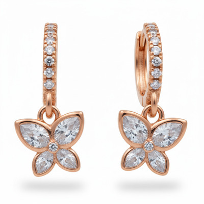 forevershine Rose Gold Plated Pave Zircon Huggie Hoop Earrings / Bali for Women & Girls Alloy Hoop Earring