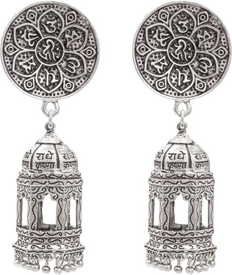AADITA Latest Stylish Antique Oxidised Silver Plated Trendy Design Ethnic Alloy Jhumki Earring