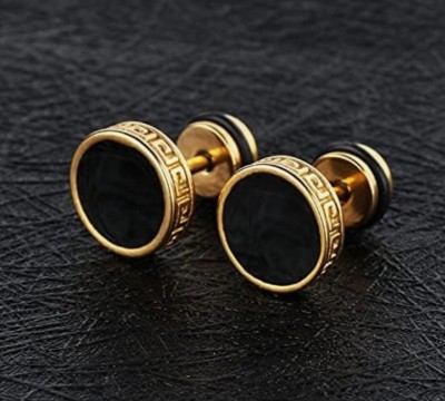 Maatrachaaya Piyush Enterprises Stylish Gold Plated Black Onyx Studs Onyx Brass Stud Earring