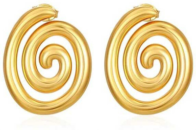 KRYSTALZ Round Spiral Chunky Gold Statement Retro Stud Drop Earrings for women Stainless Steel Stud Earring