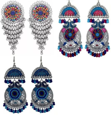 alysa Combo Of 3 Mayur Style Earring Alloy Jhumki Earring