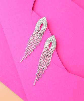SOHI Silver Plated Designer Stone Party Drop Earring For Women Alloy Drops & Danglers